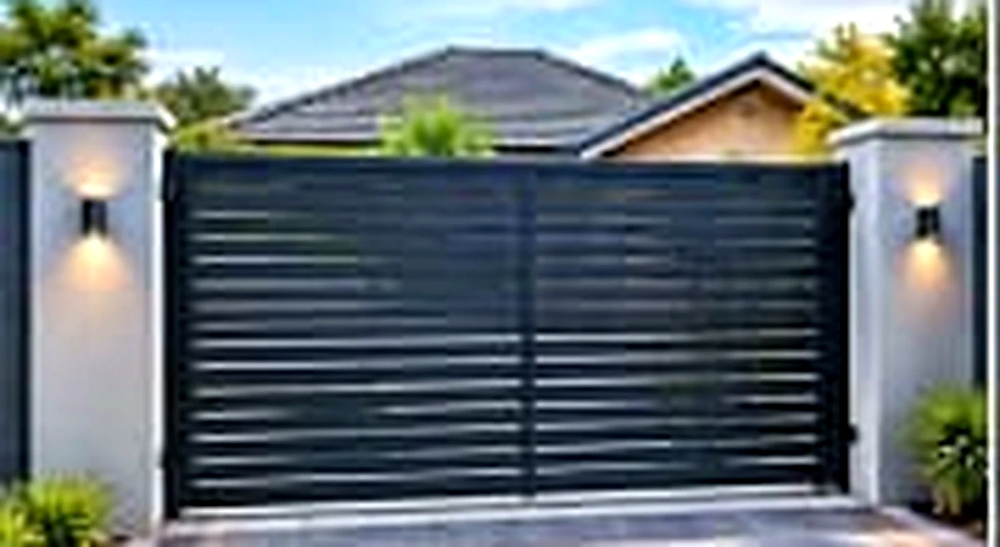 Modern sliding driveway gate